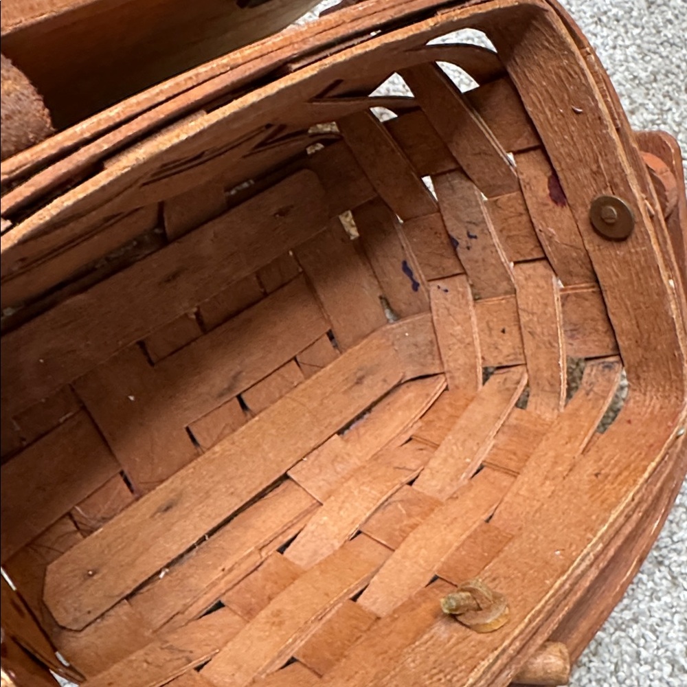 Longaberger | Vintage 1989 Signed Hand Woven Mini Picnic Kiddie Purse Basket - Picture 4 of 10